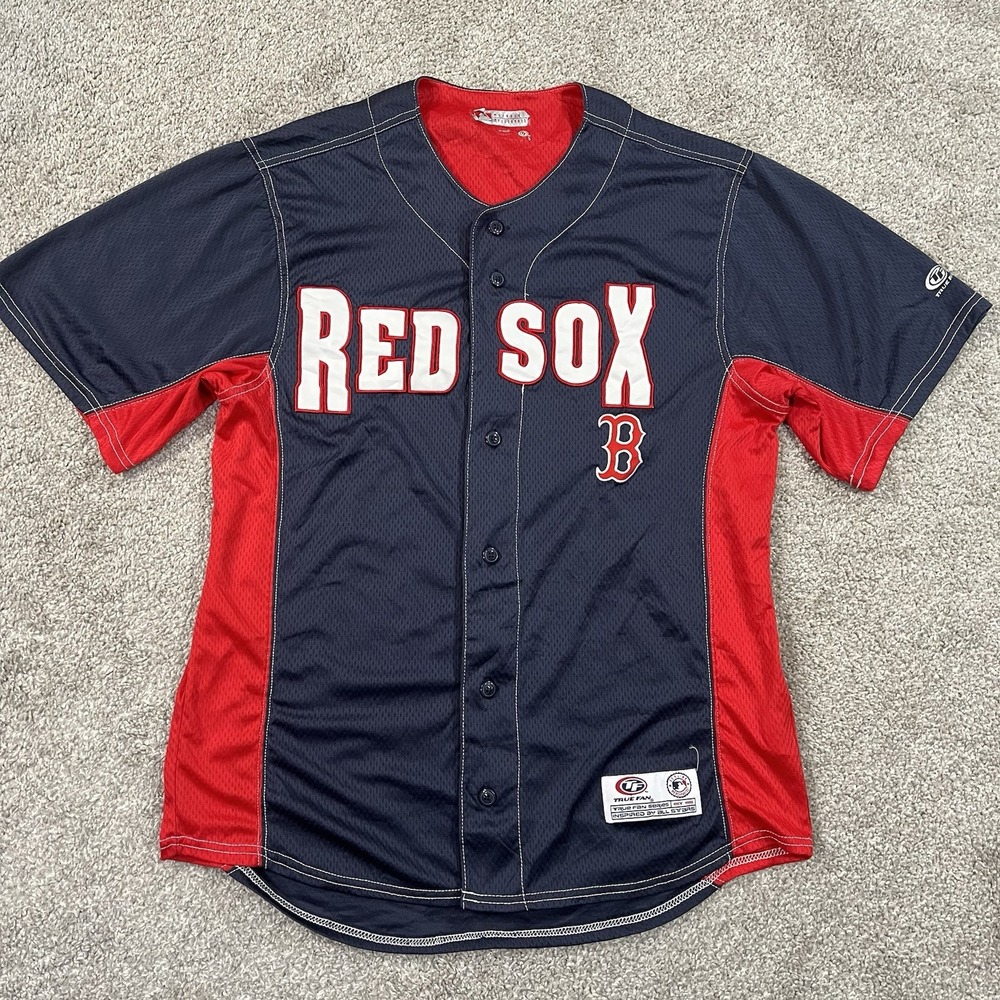 Boston Red Sox Jersey M‎ Mesh Button True Fan Baseball Team Logo Athletic Top